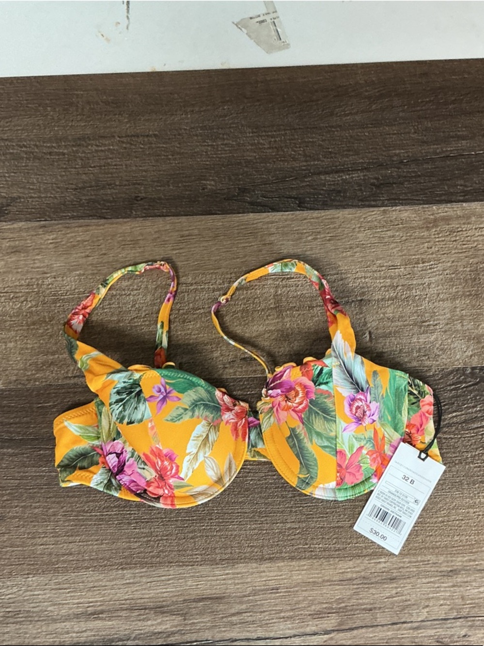 Shade & Shore Yellow Floral Underwire Bikini Top